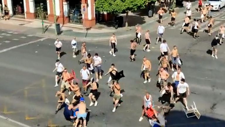 Fans have been involved in violent clashes on the day of the Europa League final.