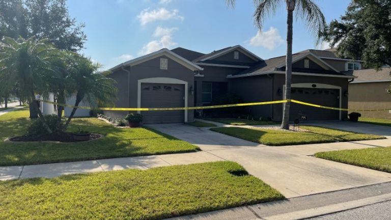 The crime scene in Riverdale, a district in Tampa Bay, Florida 