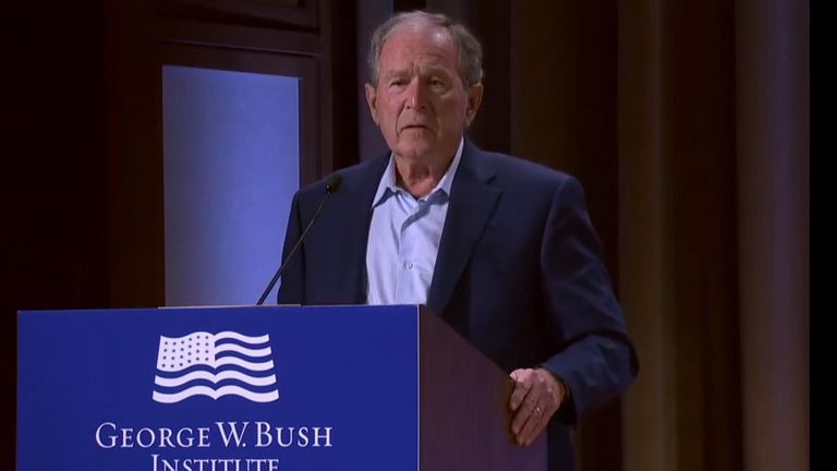 George W Bush talks about democracy, mixes up Iraq with Ukraine