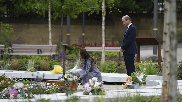 The Duke and Duchess of Cambridge attend the official opening of the Glade of Light Memorial, commemorating the victims of the 22nd May 2017 terrorist attack at Manchester Arena. Picture date: Tuesday May 10, 2022.

