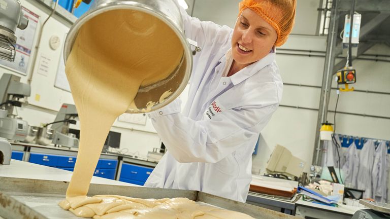 aker Frances Quinn creates her Guinness World Record attempt for the &#39;largest Jaffa Cake&#39;, to celebrate McVitie&#39;s headline sponsorship of the 15th anniversary of Britain&#39;s Got Talent, London. Picture date: Monday May 30, 2022.