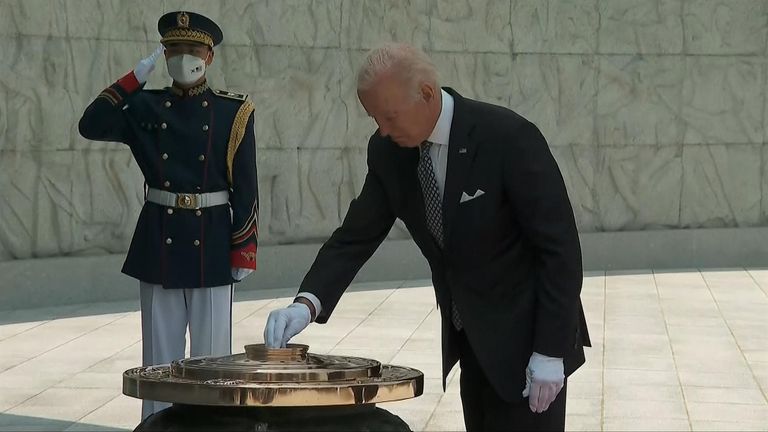 Joe Biden paying his respects at Seoul National Cemetery