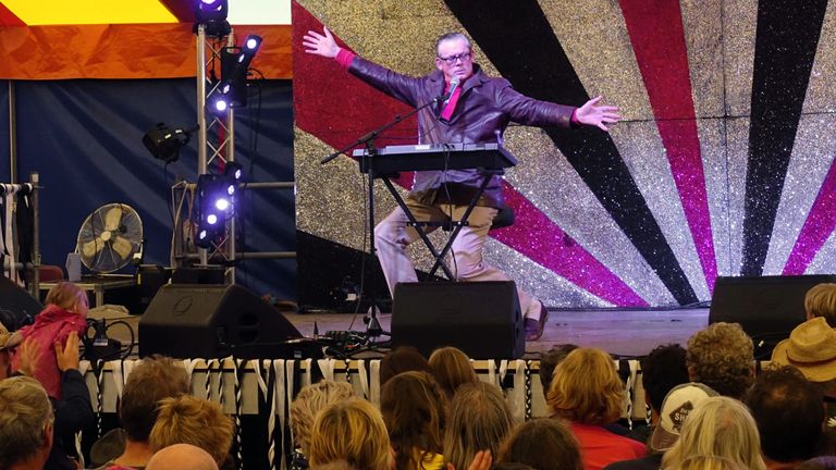 John Shuttleworth, pictured at a festival in Cornwall in 2017, tweeted his best wishes to the injured fan 