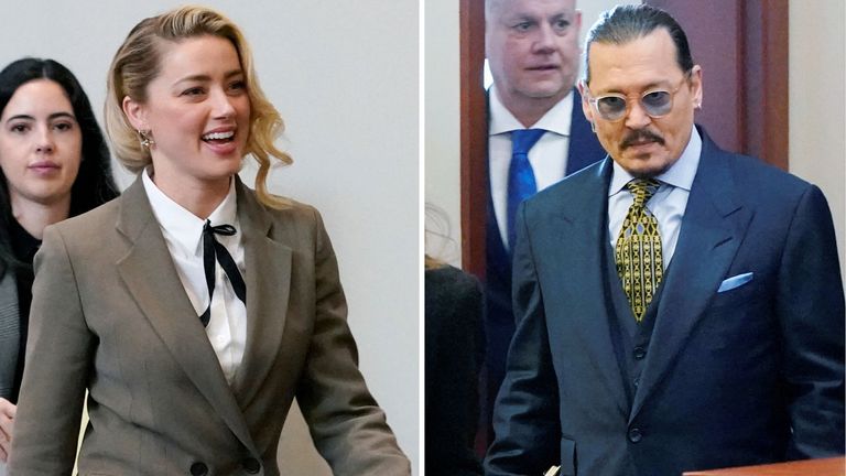 Amber Heard and Johnny Depp arrive in court