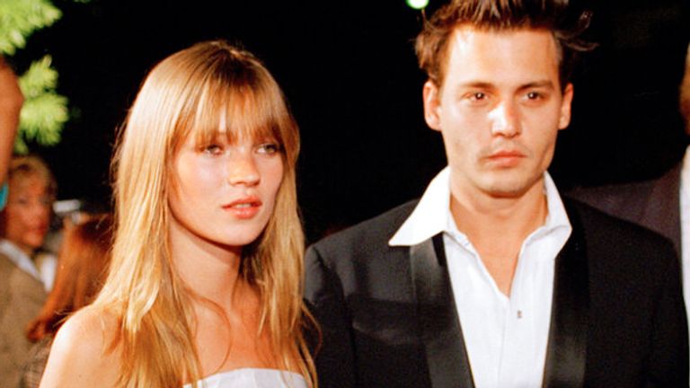 Actor Johnny Depp and supermodel Kate Moss at the premiere of his film Don Juan DeMarco in Beverly Hills in 1995. Pic: AP Photo/Rhonda Birnbaum


