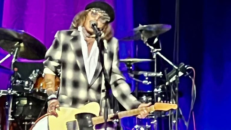 Johnny Depp on stage with Jeff Beck in Sheffield only two days after trial between him and Amber Heard ends
