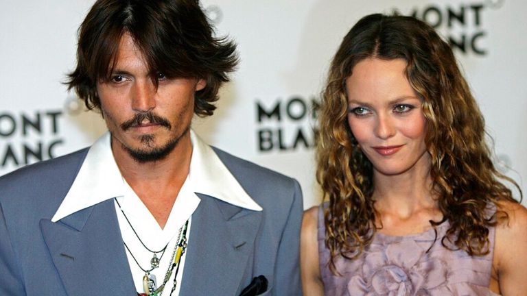 Johnny Depp, left and his then wife, French singer and actress Vanessa Paradis, pictured in 2006. Pic: AP Photo/Keystone, Martial Trezzini

