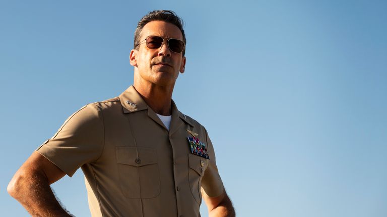 Jon Hamm plays Adm. Beau "Cyclone" Simpson in Top Gun: Maverick from Paramount Pictures, Skydance and Jerry Bruckheimer Films. Pic: Paramount Pictures/Scott Garfield