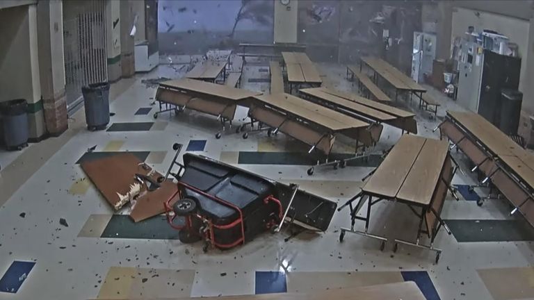 Four people were injured after a tornado tore through Wichita. It passed through  Prairie Creek Elementary School in Andover, which was empty at the time.