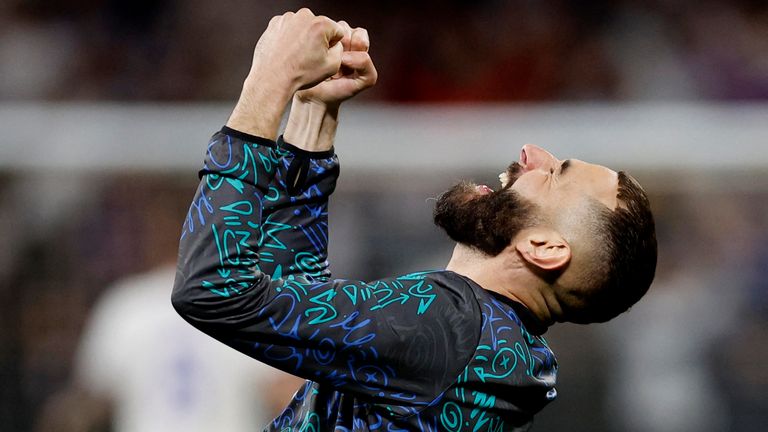 Karim Benzema celebrates after the final whistle