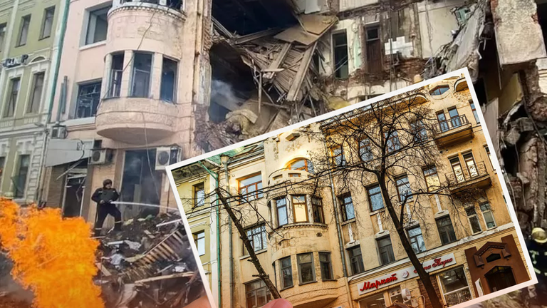 A historical building in Kharkiv following an attack. Pic: Ukrainian Institute