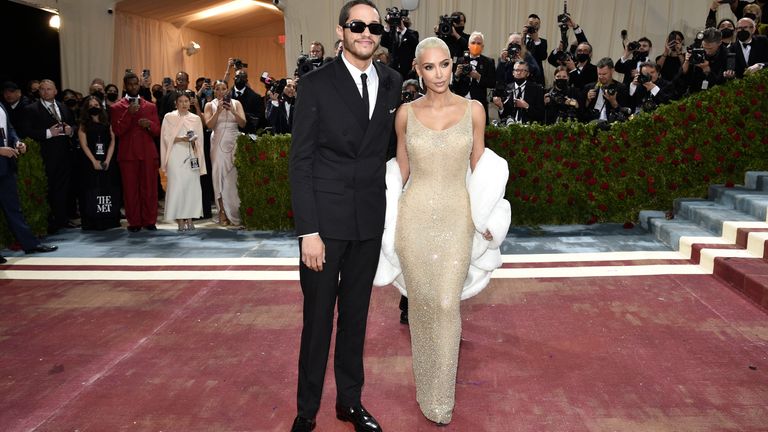 Kim Kardashian, right, and Pete Davidson attend The Metropolitan Museum of Art&#39;s Costume Institute benefit gala celebrating the opening of the "In America: An Anthology of Fashion" exhibition on Monday, May 2, 2022, in New York. (Photo by Evan Agostini/Invision/AP)