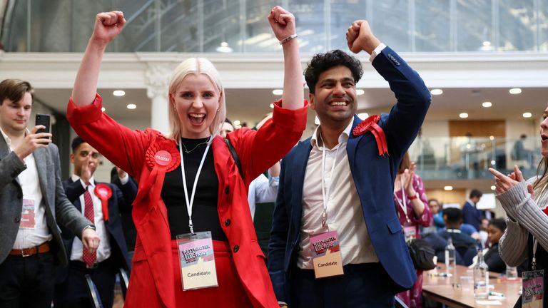 Labour celebrate their win in Westminster