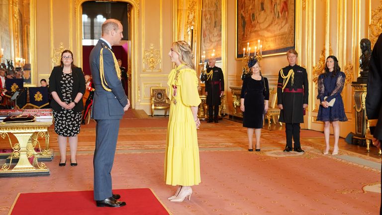 Dame Laura Kenny is made a Dame Commander of the British Empire by the Duke of Cambridge at Windsor Castle. Picture date: Tuesday May 17, 2022.