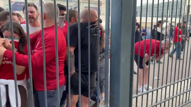 Fans describe being tearful and 'treated like criminals' by security at the Stade de France in Paris.