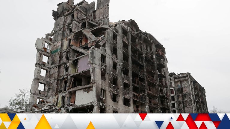 A view shows a residential building destroyed during Ukraine-Russia conflict in the town of Popasna in the Luhansk Region, Ukraine May 26, 2022. REUTERS/Alexander Ermochenko