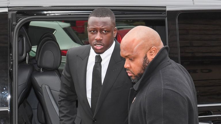 Manchester City footballer Benjamin Mendy arrives at Chester Crown Court, for a pre-trial hearing, where he faces a string of sex crime allegations. Picture date: Monday May 23, 2022.
