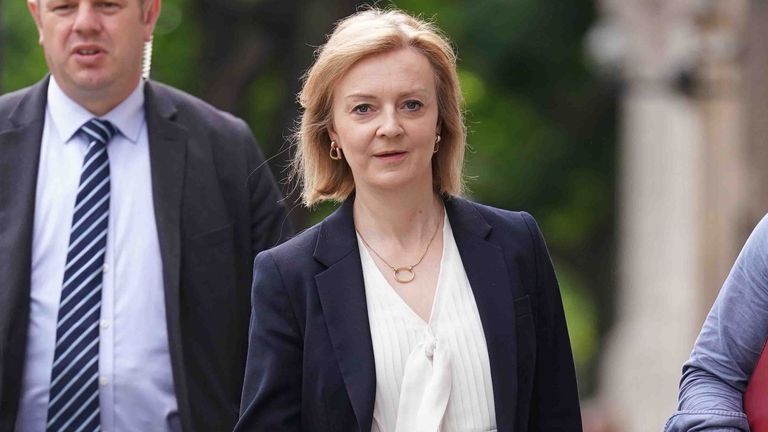 Foreign Secretary Liz Truss leaving Millbank Studios in London. Picture date: Wednesday May 18, 2022.
