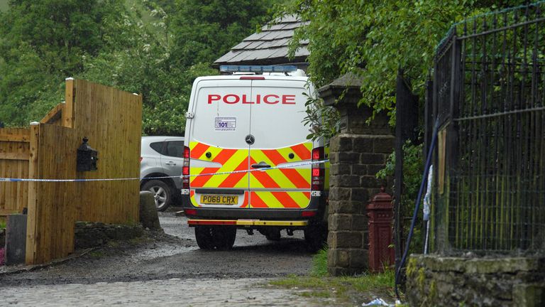 Police in Milnrow, Rochdale after a three-year-old boy died after a suspected dog attack. Picture date: Monday May 16, 2022.
