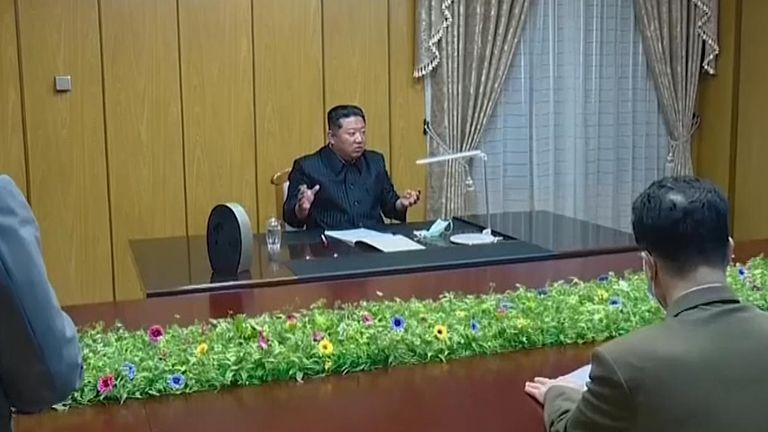 Kim Jong Un is seen visiting the State Headquarters for Emergency Epidemic Prevention after one death from the Omicron variant was recorded in the country.  Around 188,000 people are believed to be isolated with & # 34;  fever & # 34;  in the hermit country.