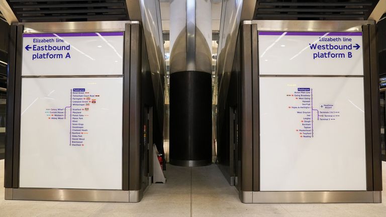 Signage on display at the Paddington Elizabeth Line Station. Picture date: Monday March 14, 2022.
