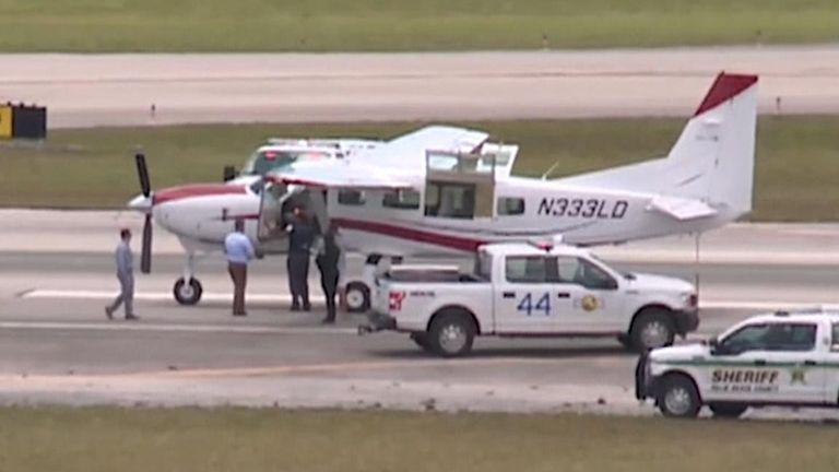The plane is pictured after the landing by the passenger. Image: WPTV