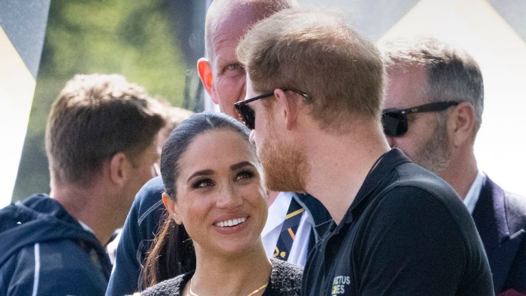 Prince Harry and Meghan Markle were filmed at the Invictus Games in April. Pic: AP