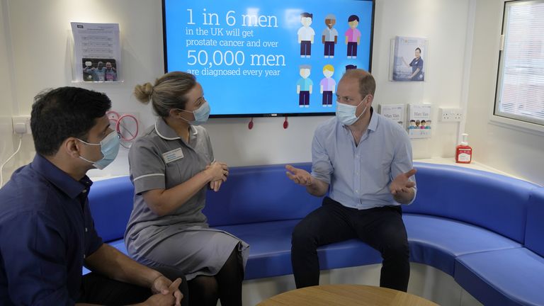 The Duke of Cambridge meets staff during his visit to the Royal Marsden Hospital, London, to learn about some of the innovative work that The Royal Marsden is currently carrying out to improve cancer diagnosis and treatment. Picture date: Tuesday May 24, 2022.