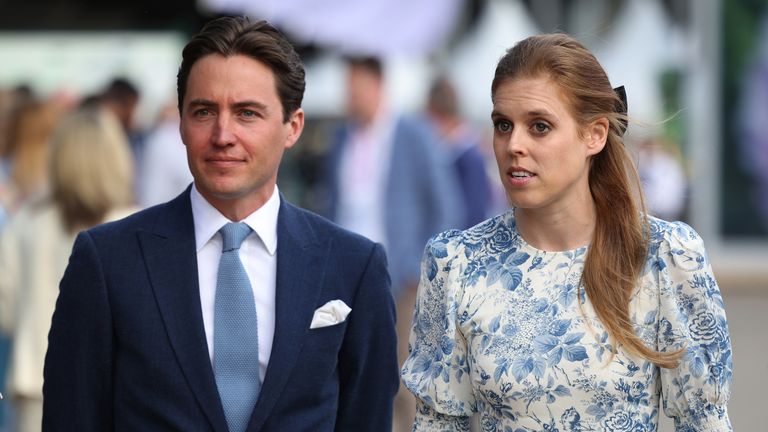 Princess Beatrice and her husband, Edoardo Mapelli Mozzi during a visit by members of the royal family to the RHS Chelsea Flower Show 2022, at the Royal Hospital Chelsea, in London. Picture date: Monday May 23, 2022.
