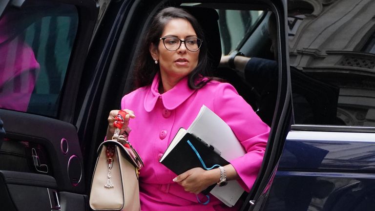 Home Secretary Priti Patel arrives at 10 Downing Street,