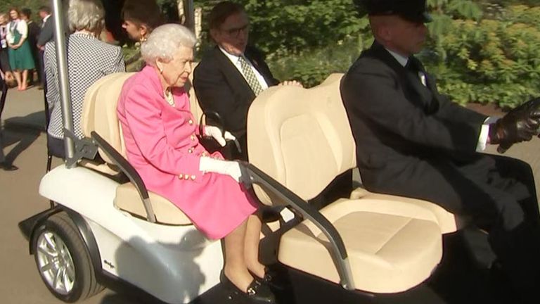 The 96-year-old monarch has made an appearance at the Chelsea Flower Show in London.