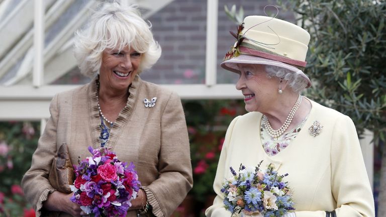 EMBARGOED TO 2200 SATURDAY FEBRUARY 5 File photo dated 02/07/2014 of Queen Elizabeth II and the Duchess of Rothesay during a visit to Dumfries House in Cumnock. The Queen has used her Platinum Jubilee message to the nation to back the Duchess of Cornwall as Queen Camilla, shaping the future of the monarchy on her historic milestone. Issue date: Saturday February 5, 2022.