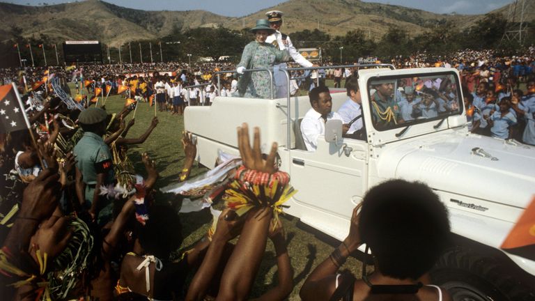 The Queen and Duke of Edinburgh in Papua New Guinea in October 1982