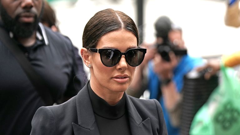 Rebekah Vardy arrives at the Royal Courts Of Justice, London, as the high-profile libel battle between Rebekah Vardy and Coleen Rooney enters its second day. Picture date: Wednesday May 11, 2022.
