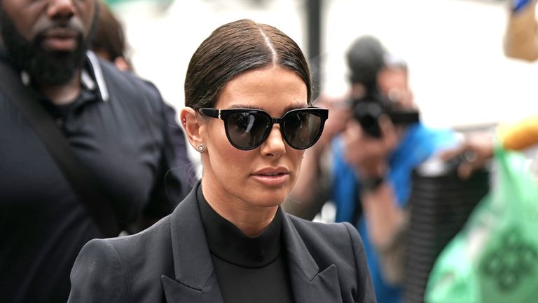 Rebekah Vardy arrives at the Royal Courts Of Justice, London, as the high-profile libel battle between Rebekah Vardy and Coleen Rooney enters its second day. Picture date: Wednesday May 11, 2022.
