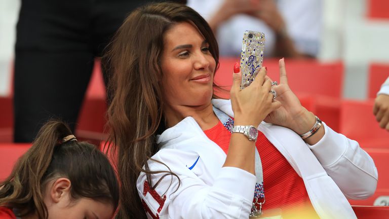 Rebekah Vardy in the stands at the World Cup in 2018