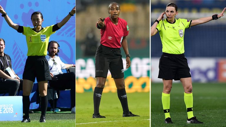 (From left) Yoshimi Yamashita, Salima Mukansanga, and Stephanie Frappart have been selected as three of the 26 match referees for the Qatar World Cup