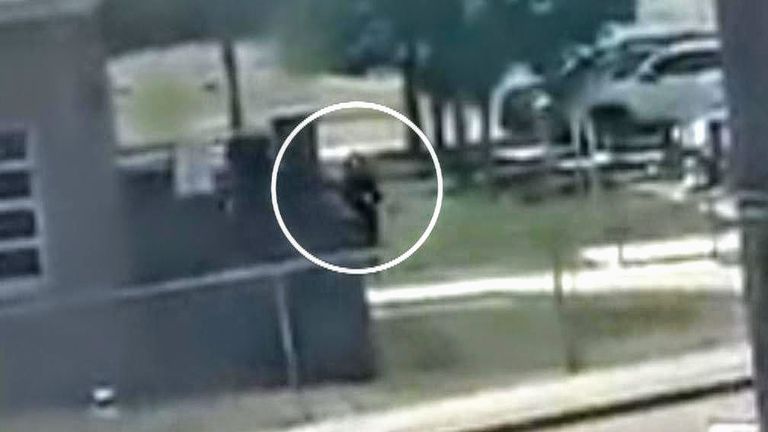 Footage on social media appears to show the gunman walking with a rifle within the grounds of Robb Elementary School, Uvalde.