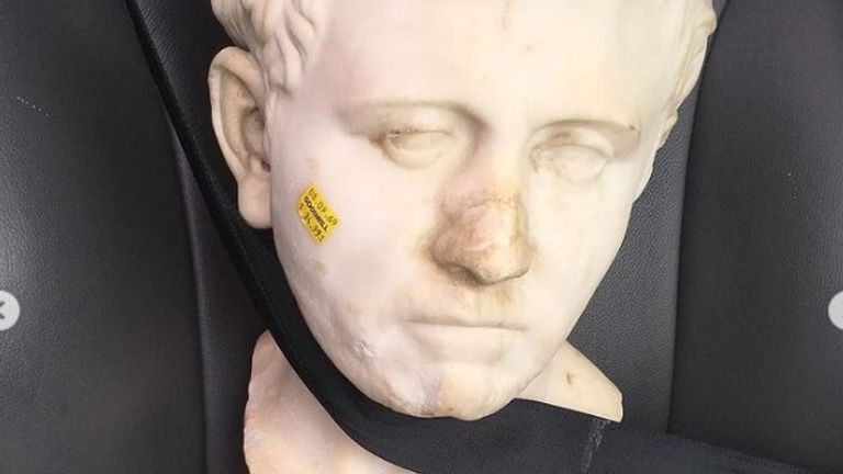 Laura Young bought this Roman bust for $34.99 from a thrift shop. But it turned out to be much older than first thought - and to have been taken from Germany by the allies after the war.