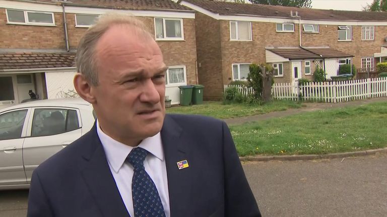 Lib Dem leader Sir Ed Davey campaigns in the run up to the local elections in England.
