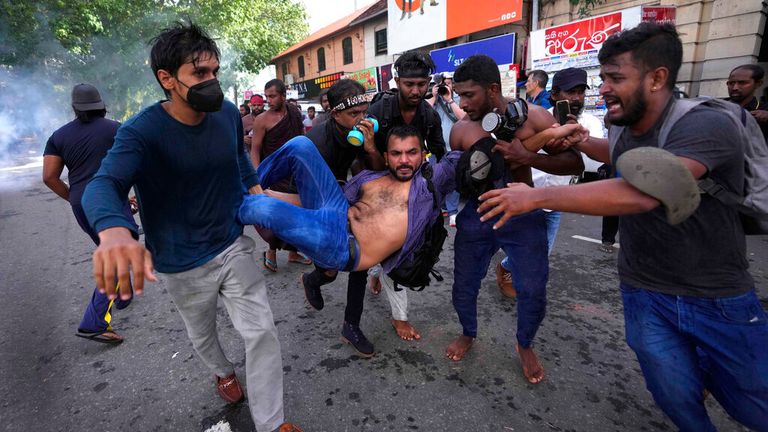 Police fire tear gas and water cannons to disperse protesting students in Colombo