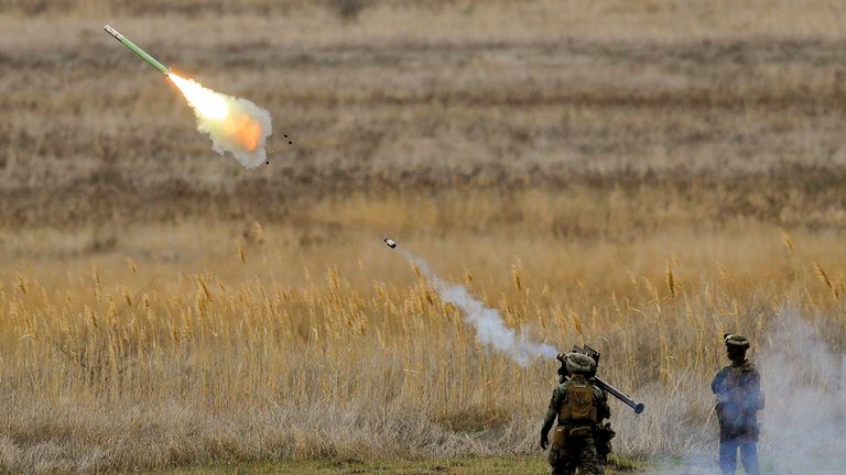 A Stinger missile being launched during a training exercise 