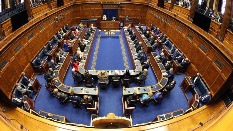 MLAs in the assembly chamber at Stormont on Friday