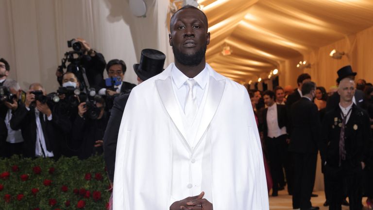Stormzy arrives at the In America: An Anthology of Fashion themed Met Gala at the Metropolitan Museum of Art in New York City, New York, U.S., May 2, 2022. REUTERS/Andrew Kelly
