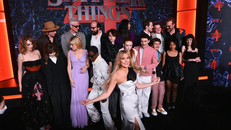 The cast of Stranger Things at the premiere of season 4 in New York