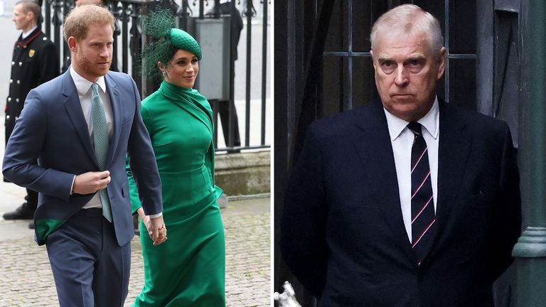Duke and Duchess of Sussex and Prince Andrew 