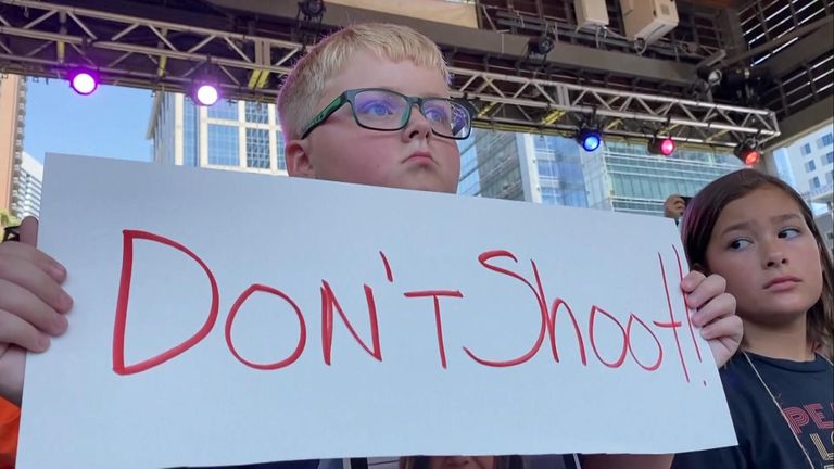 Protesters rallied outside the annual NRA meeting in Houston, Texas, held days after a mass school shooting.
