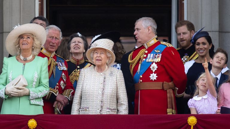 The Queen was joined by members of the Royal Family, including Prince Andrew and Prince Andrew for the Trooping the Colour ceremony, as she celebrates her official birthday in 2019