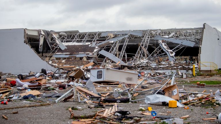 The inside of Hobby Lobby on Saturday, May 21 after as an EF3 tornado ripped through M-32 on Friday in Gaylord. So far, two people are dead, and an additional 44 injured after the May 20 natural disaster, according to Michigan State Police. (Jake May | MLive.com)