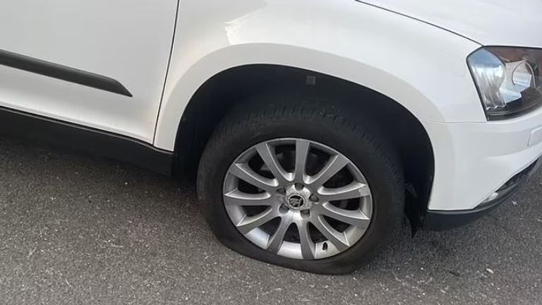 Carly Bateman's car tyre was deflated by climate activists called the Tyre Extinguishers